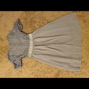 Grey lace and chiffon cocktail dress